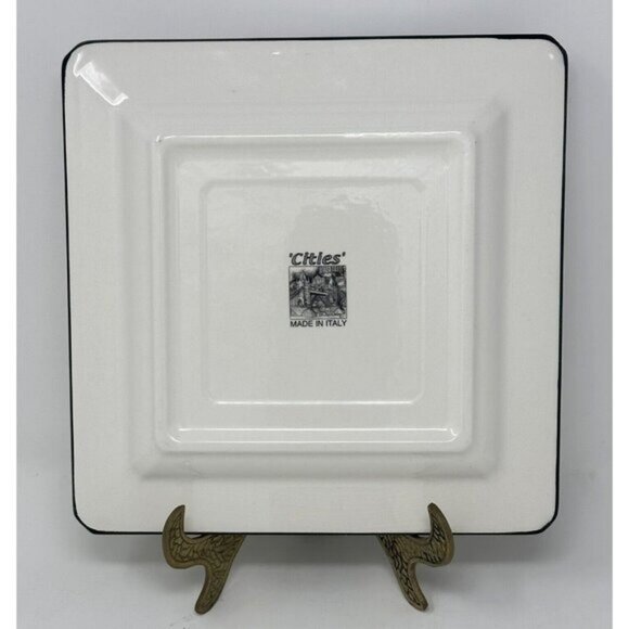 BRUNELLI CITIES LONDON Square Dinner Plate Black White Wall Decor Made In Italy - Picture 2 of 10